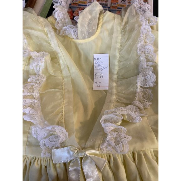 Vintage Better Made by Betty Oden Heirloom Yellow 6 Ruffle Lace Tulle Pageant Dr - Picture 11 of 11